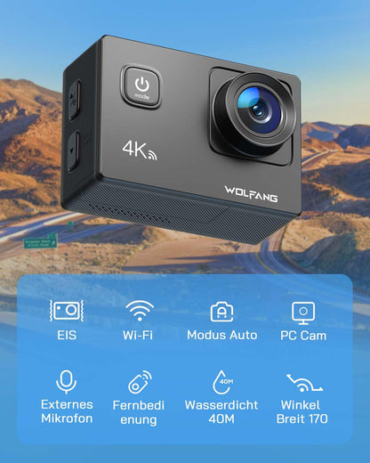 4K Action Cam 20MP Unterwasserkamera 40m mit EIS & 170° Weitwinkel