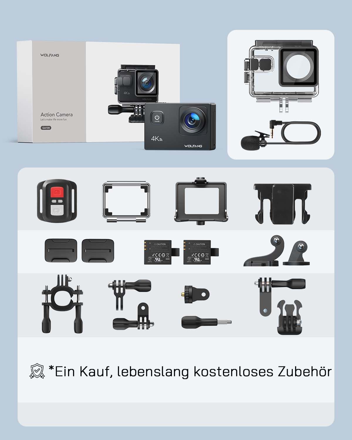 4K Action Cam 20MP Unterwasserkamera 40m mit EIS & 170° Weitwinkel